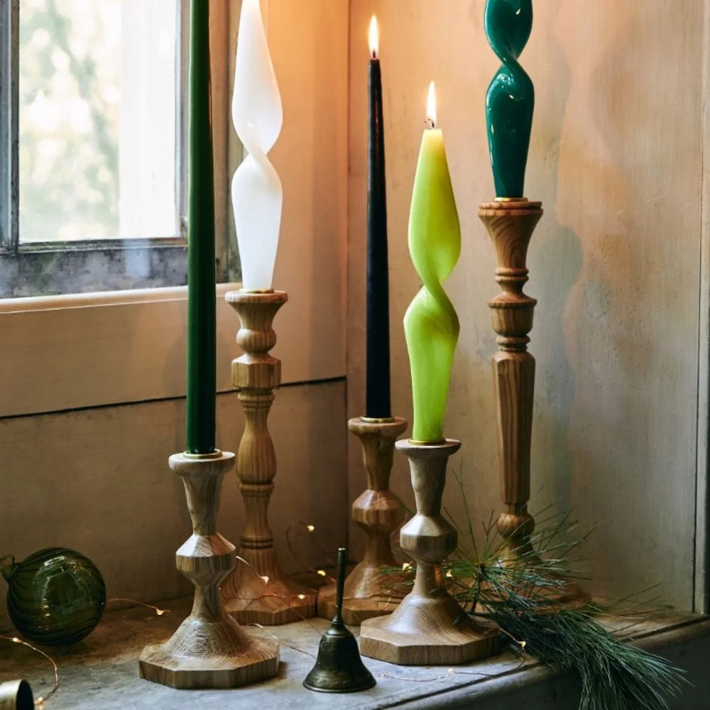 Anthropologie Glossy Twist Taper Candle